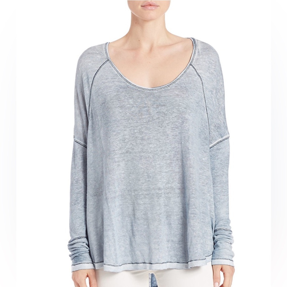 Free people Light Blue Long Sleeve Top